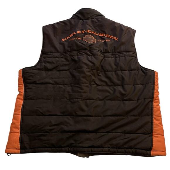 Harley Davidson Reversible Vest Men’s XL Black Gray Fleece Warm Embroidered Puff - Picture 8 of 11